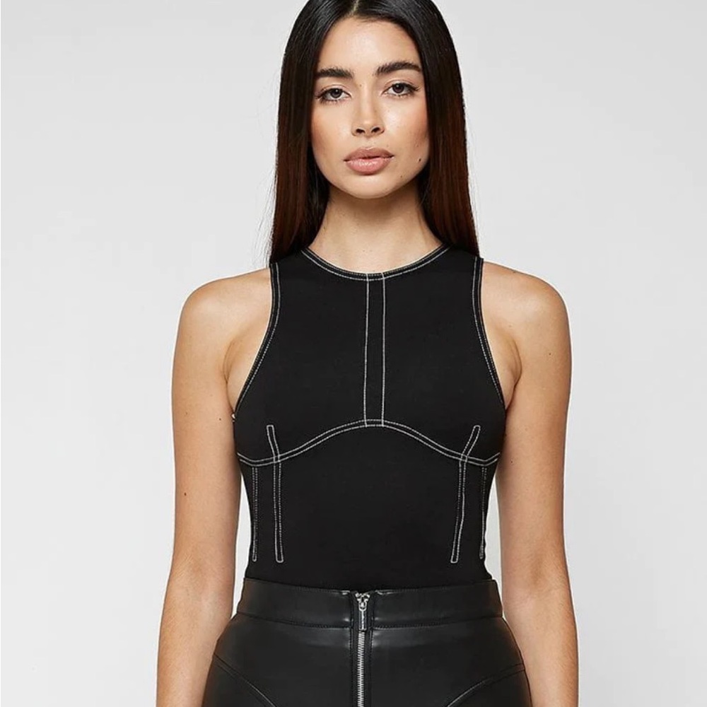 Manière De Voir CONTRAST STITCH RACER BODYSUIT